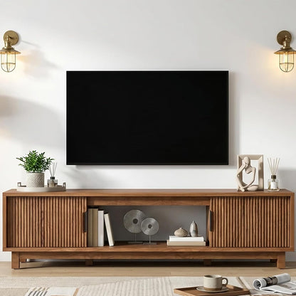Fluted TV Stand, Mid Century Modern TV Stands for Living Room