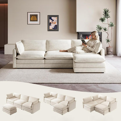 ROWHY 104'' Modular Sectional Cloud Couch with Movable Ottoman