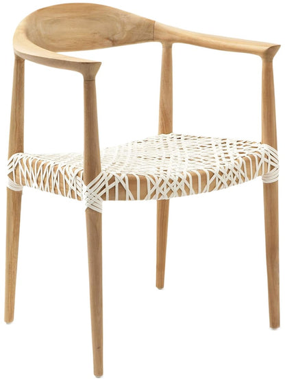 SAFAVIEH Home Collection – Wade Light Oak Teak Wood Arm Chair with Woven Leather Seat, Fully Assembled Mid-Century Modern Accent Chair (FOX1003A)