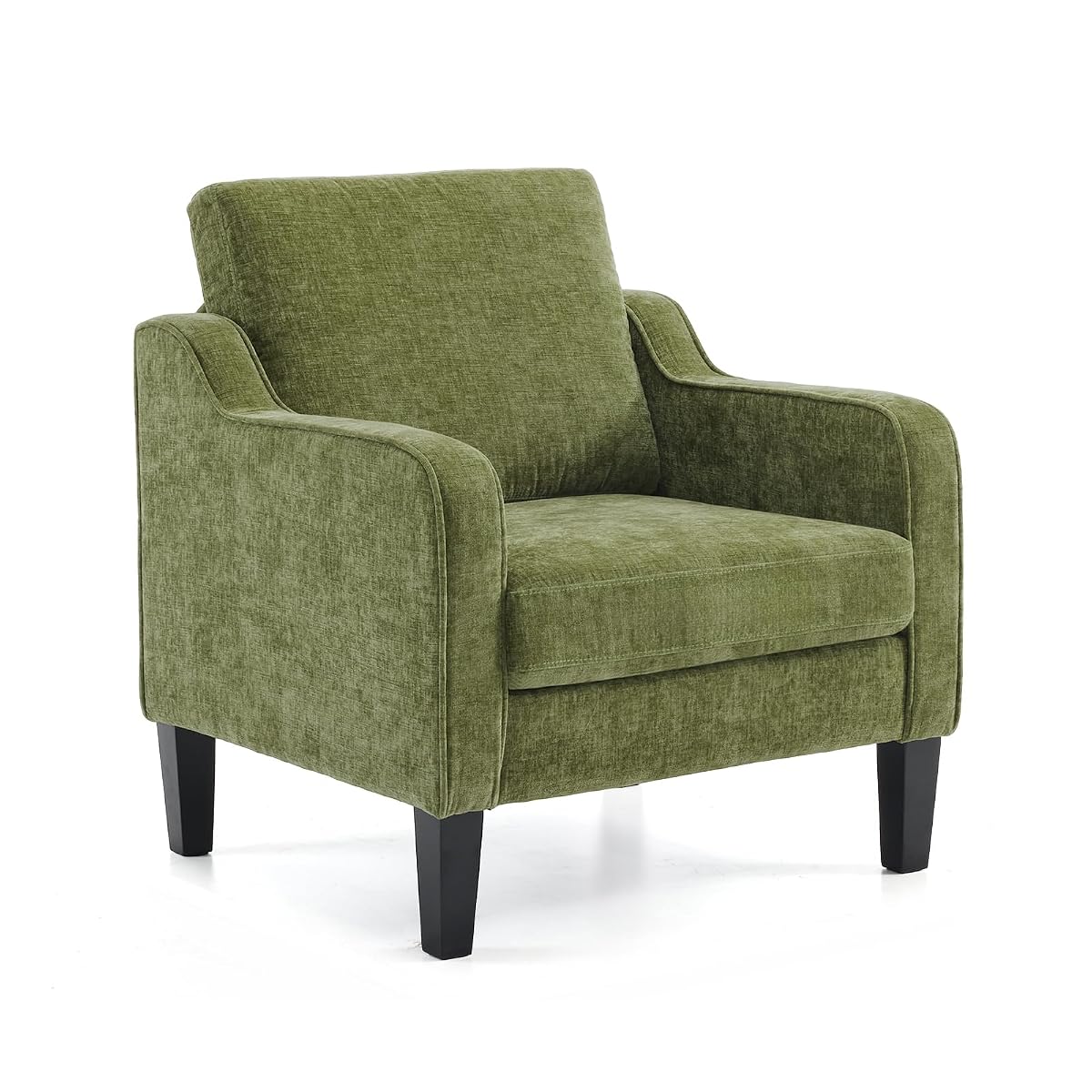 Accent Chair for Living Room Chairs Olive Green Reading Chair for Bedroom Scooped Arm Chair Mid Century Modern Accent Chairs Upholstered Comfy Chair for Apartment, Waiting Room