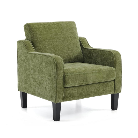 Accent Chair for Living Room Chairs Olive Green Reading Chair for Bedroom Scooped Arm Chair Mid Century Modern Accent Chairs Upholstered Comfy Chair for Apartment, Waiting Room