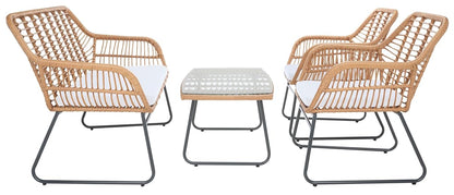 Safavieh Outdoor Collection Roston Natural/White 4-Piece Patio Living Set PAT9005A-2BX