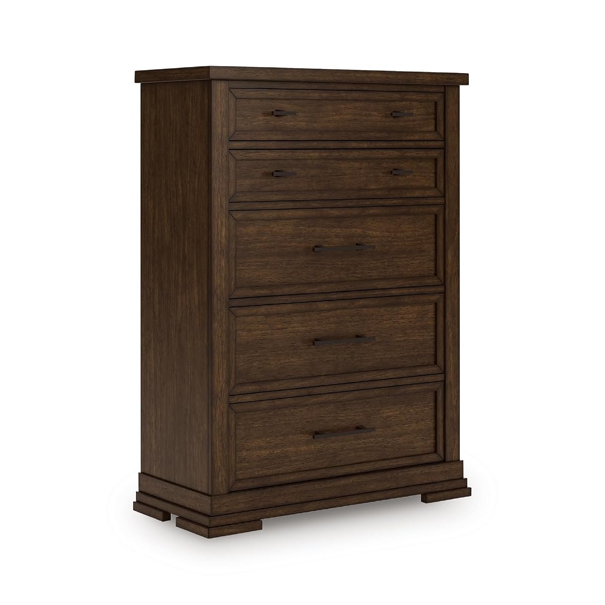 Signature Design by Ashley Taffenbrook Farmhouse Chest of Drawers, 58-Inch Tall Dresser for Bedroom, Hardwood Solids, Mango Wood Veneer, and MDF Substrate, Medium Brown