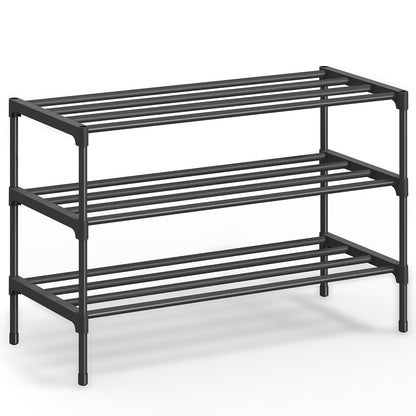 Shoe Rack, 3-Tier Stackable Metal Shoe Organizer, 24.5" Wide