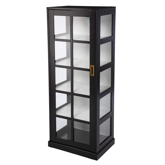 24 inches Long Burland Tall Curio Cabinet, Game Room with Open Concept Living Space Transitional Style, Black