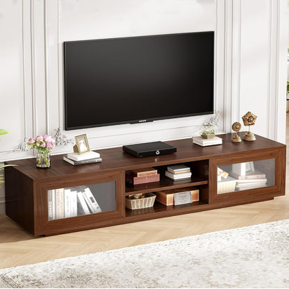 TV Stand for TVs up to 75", TV Cabinet with Storage, Walnut, 70 Inch
