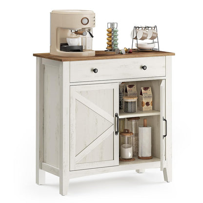 VASAGLE LIRY Collection - Buffet Cabinet, Coffee Bar Cabinet with a Drawer, Adjustable Shelf, Sideboard Storage with Cable Hole, Drawer Divider, Rustic White and Honey Brown UBBK341W01V1S
