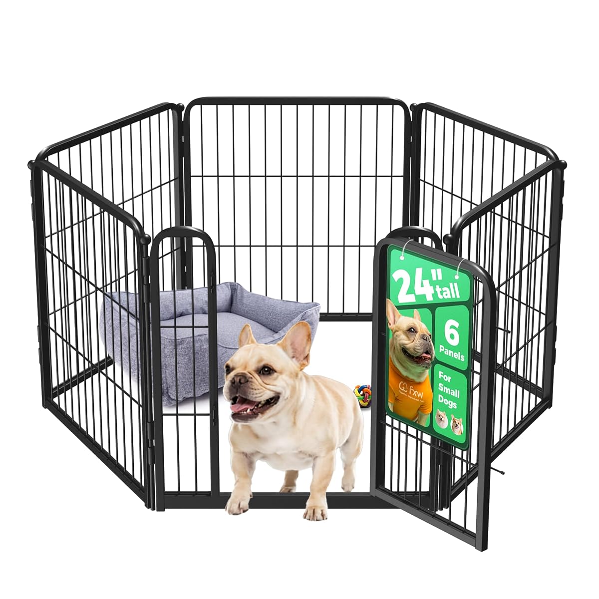 Homeplus Indoor Dog Playpen, 24" H, 6 Panels, for Puppies & Small Dogs