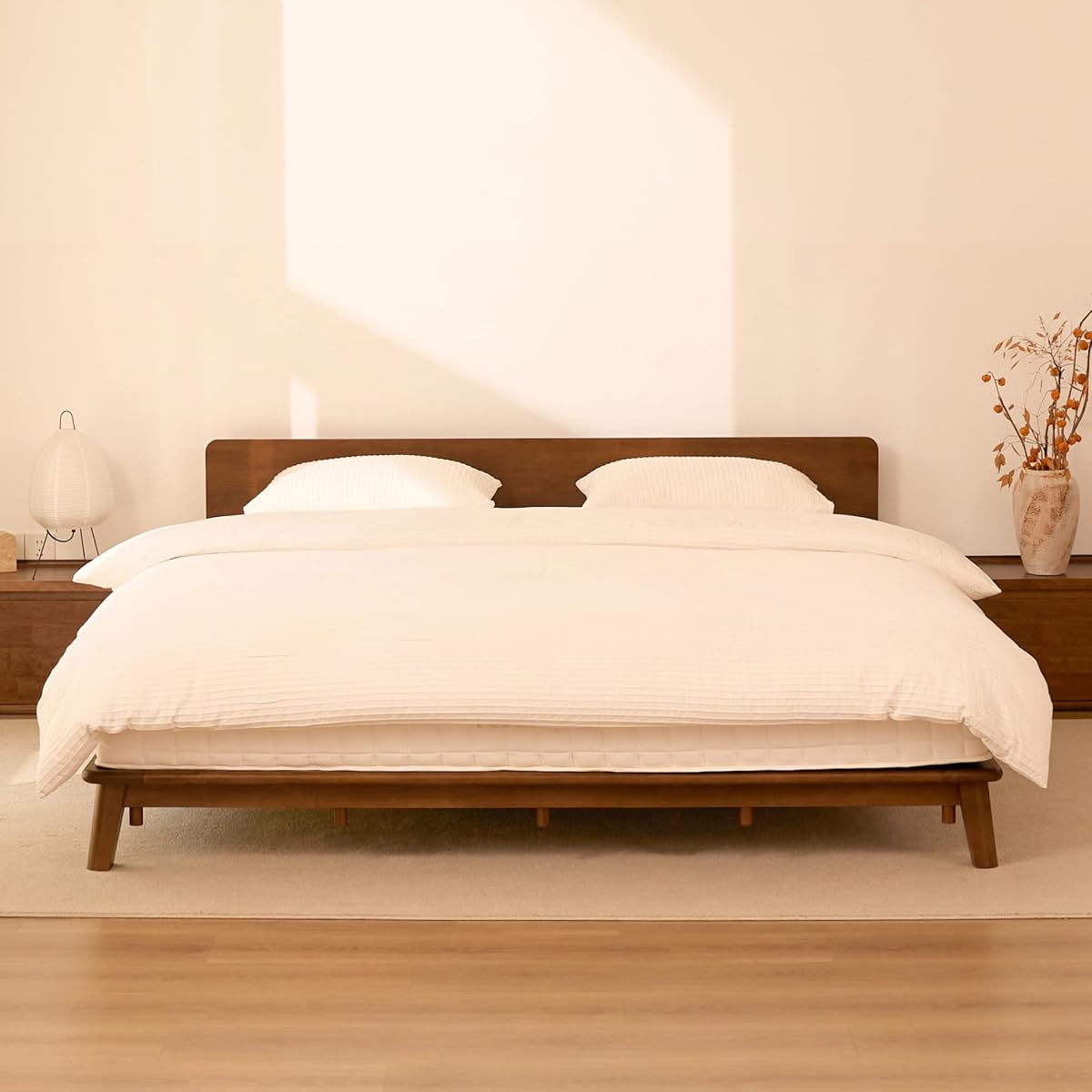 FLEXISPOT Hako G1 King Solid Wood Platform Bed with Tool-Free Assembly