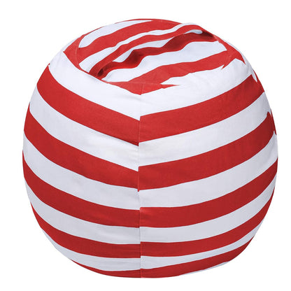 Stuffed Animal Storage Bean Bag Chair Cover, Cotton Canvas Beanbag with Zipper for Organizing Kid's and Adults Room 24" (Red)