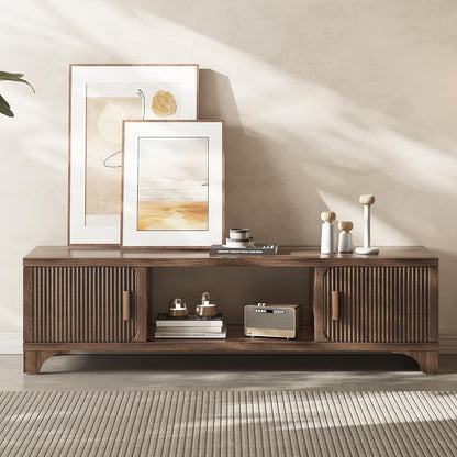 Mid Century Modern Fluted TV Stand for 55/65 Inches Television Media Console