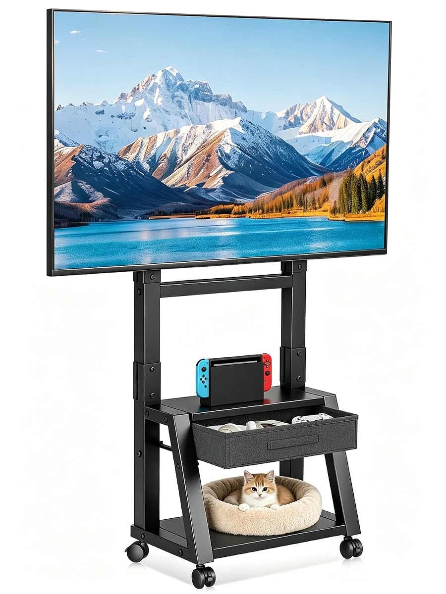 Mobile TV Cart with Storage Drawer for 32-75 inch Flat/Curved TVs
