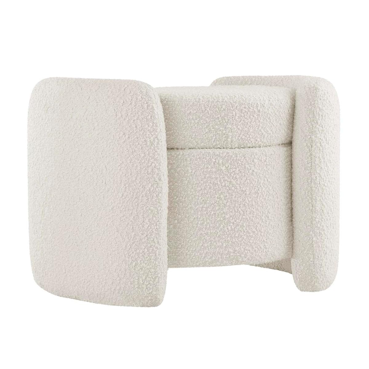 EEI-5561-IVO Nebula Boucle Upholstered Upholstered Ottoman, Ivory
