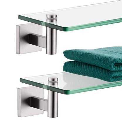 Floating Shelf Bathroom Wall Mount Shelves 16-Inch for Bedroom Living Room Kitchen Hanging Rack Brushed Stainless Steel 2 Pack B1105BR-L16-P2