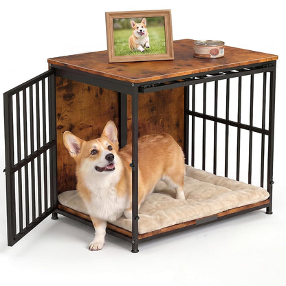 31.5" Dog Crate Furniture， Dog Kennel with Flip Up Hidden Door