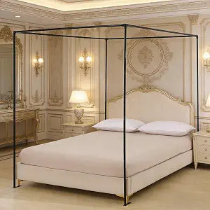 Black Canopy Bed Frame Queen Size 4 Poster Bed Frame with Removable Fixing, view 2