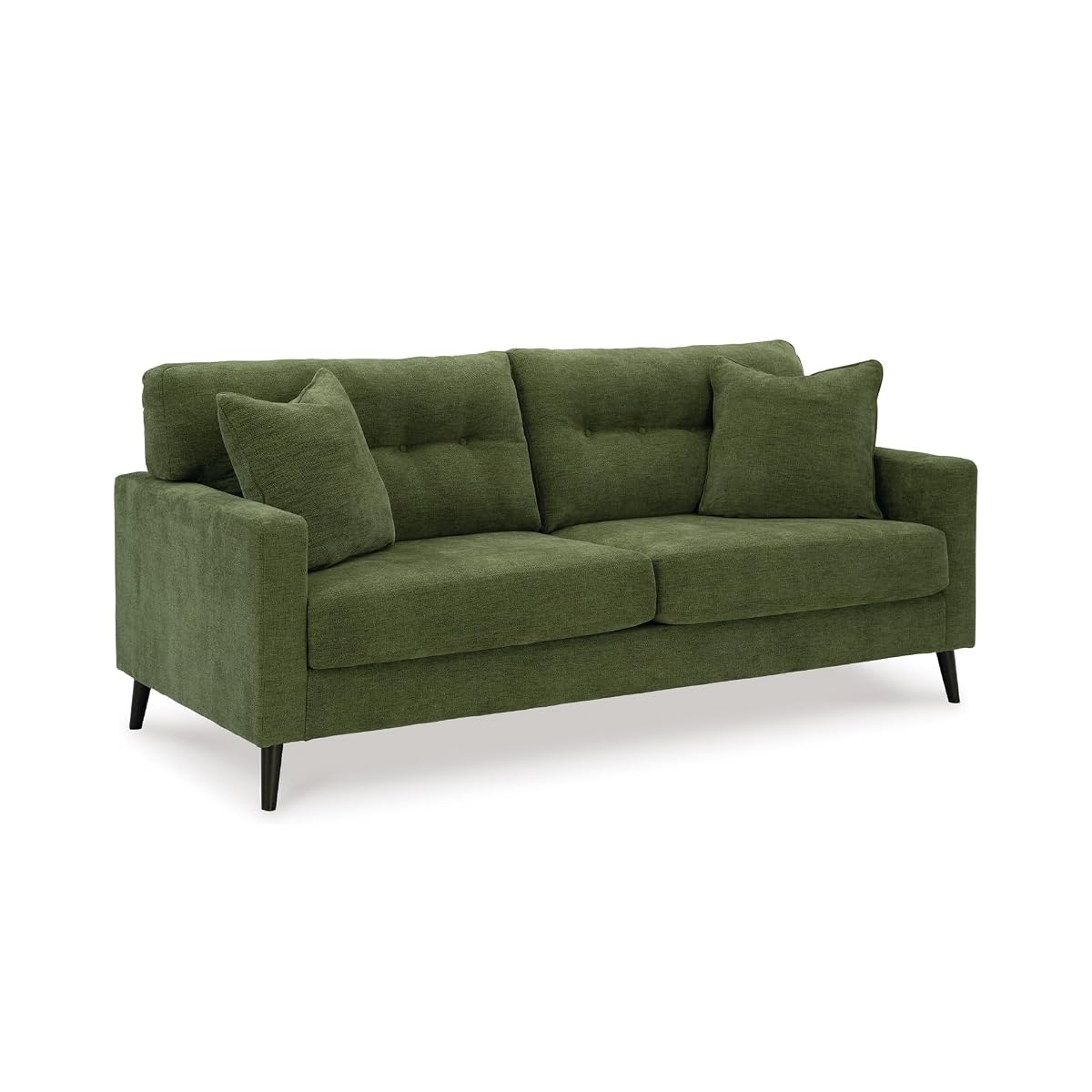 Signature Design by Ashley Bixler Sofa, No Assembly Required, Olive Green Chenille Upholstered 3-Seater Couch, Anti-Sag Platform Foundation, Button-Tufted Back, Living Room Furniture, 79 Inches