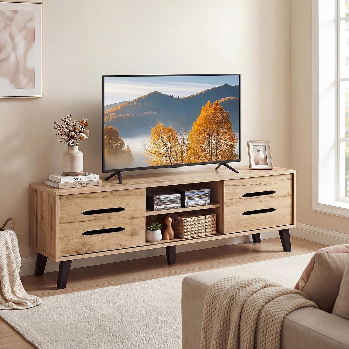 Mid Century Modern TV Stand for 55-65 Inch TV