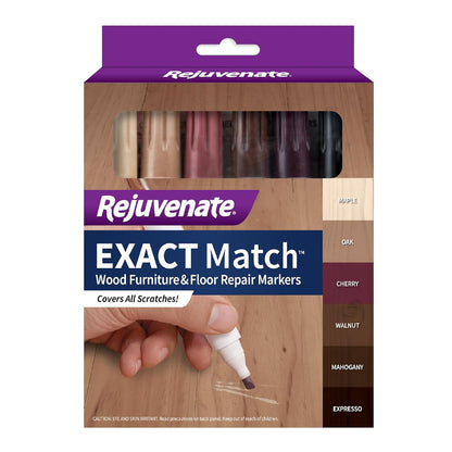 Exact Match Wood Furniture & Floor Repair Markers, 6 Count, Brown Markers Cover All Scratches, Scuffs And Damage To Wood Furniture And Flooring