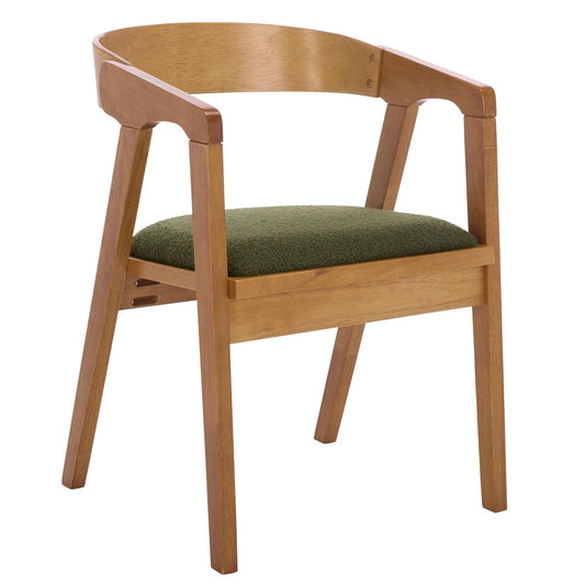 SAFAVIEH Home Collection - Wildon Solid Wood Dining Chair, Dark Green Upholstered Seat & Light Walnut Finish, Modern Accent Chair (DCH3803A)
