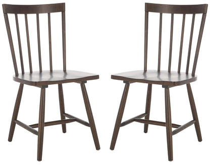 SAFAVIEH Home Collection - Sani Dark Walnut Spindle Dining Chair Set of 2, Solid Wood Farmhouse Kitchen Chairs (DCH8507B-SET2)