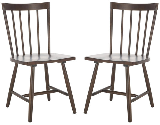 SAFAVIEH Home Collection - Sani Dark Walnut Spindle Dining Chair Set of 2, Solid Wood Farmhouse Kitchen Chairs (DCH8507B-SET2)