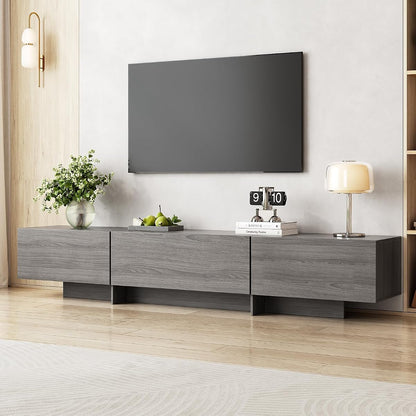 76.4'' TV Stand for Living Room, Grey TV Console with 3 Drawers