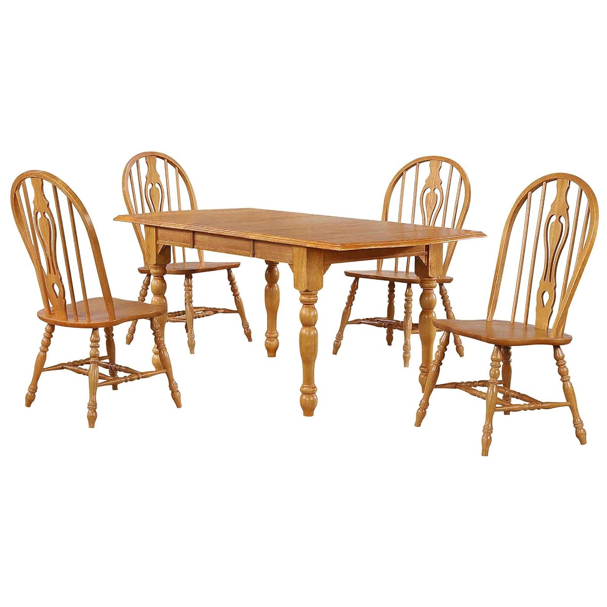 5 Piece Drop Leaf Extension Dining Set with Keyhole Chairs