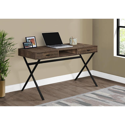 Hassyee Multi-use Rustic Computer Desk with X-Design Metal Base