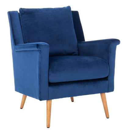 Safavieh Home Astrid Navy and Natural Oak Mid-Century Arm Chair