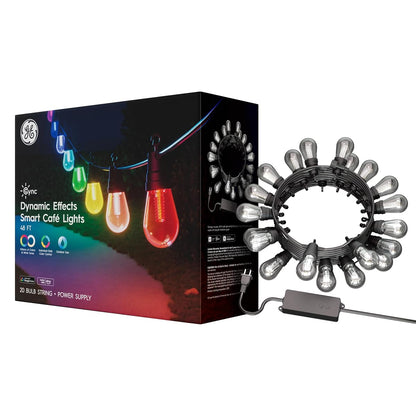 GE Dynamic Effects Smart Cafe Lights, Color Changing Patio String Lights