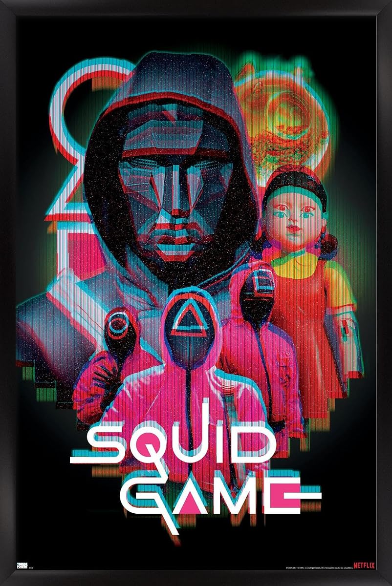 Netflix Squid Game: Season 2 - Group Glitch Wall Poster, 34L" x 22.4W", Black Framed Version