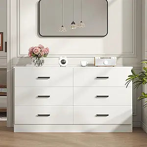 Wood Dresser for Bedroom, 6 Drawer Double Dresser, view 2