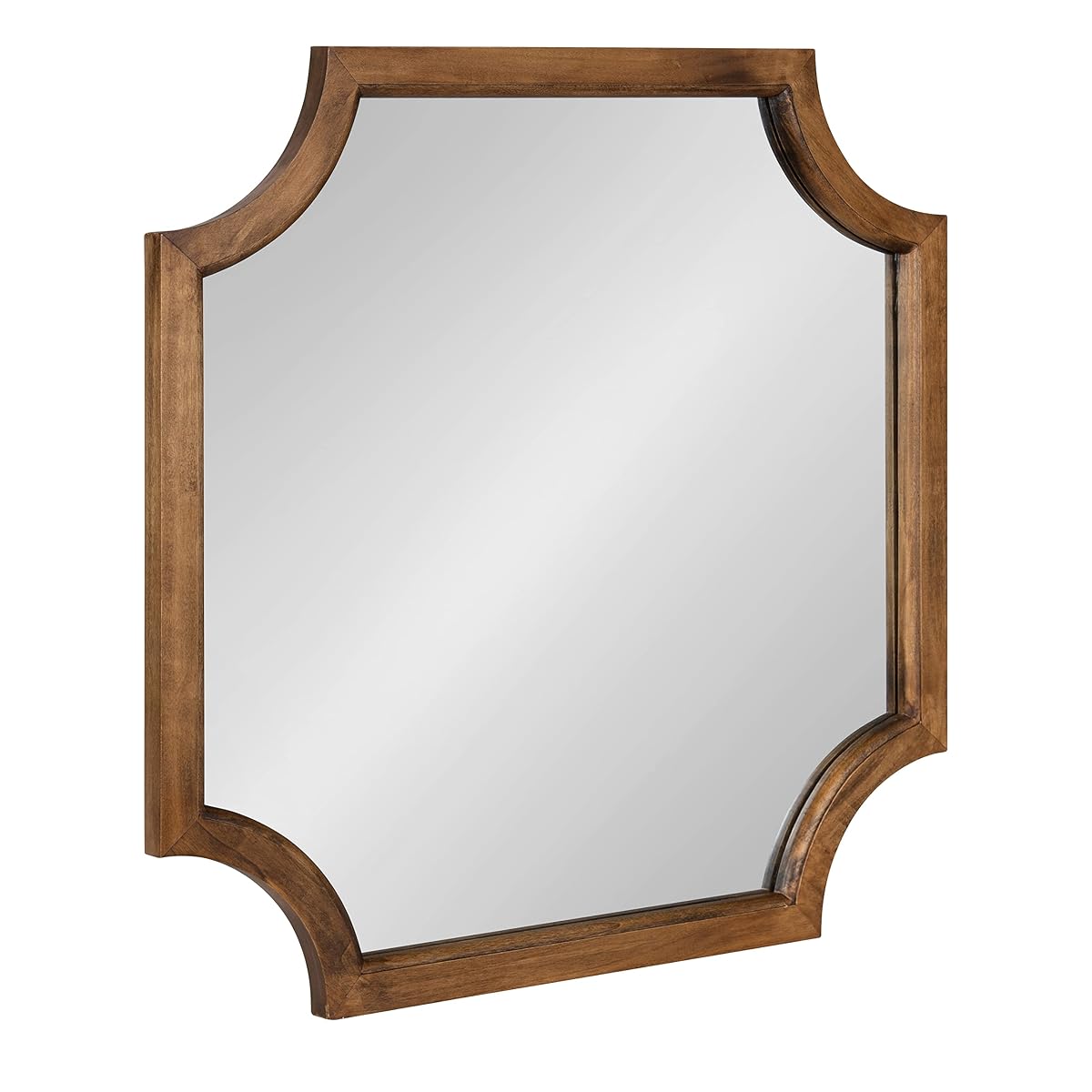Hogan Scalloped Square Mirror; 24 x 24; Rustic Brown; Decorative Modern Farmhouse Wall Mirror for Display with Unique Shape and Large Size