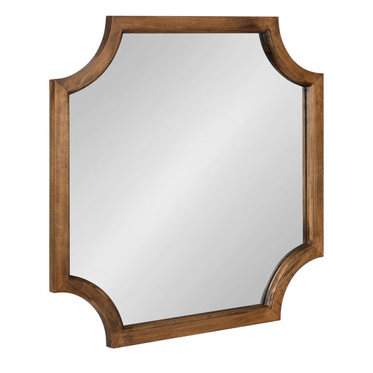 Hogan Scalloped Square Mirror; 24 x 24; Rustic Brown; Decorative Modern