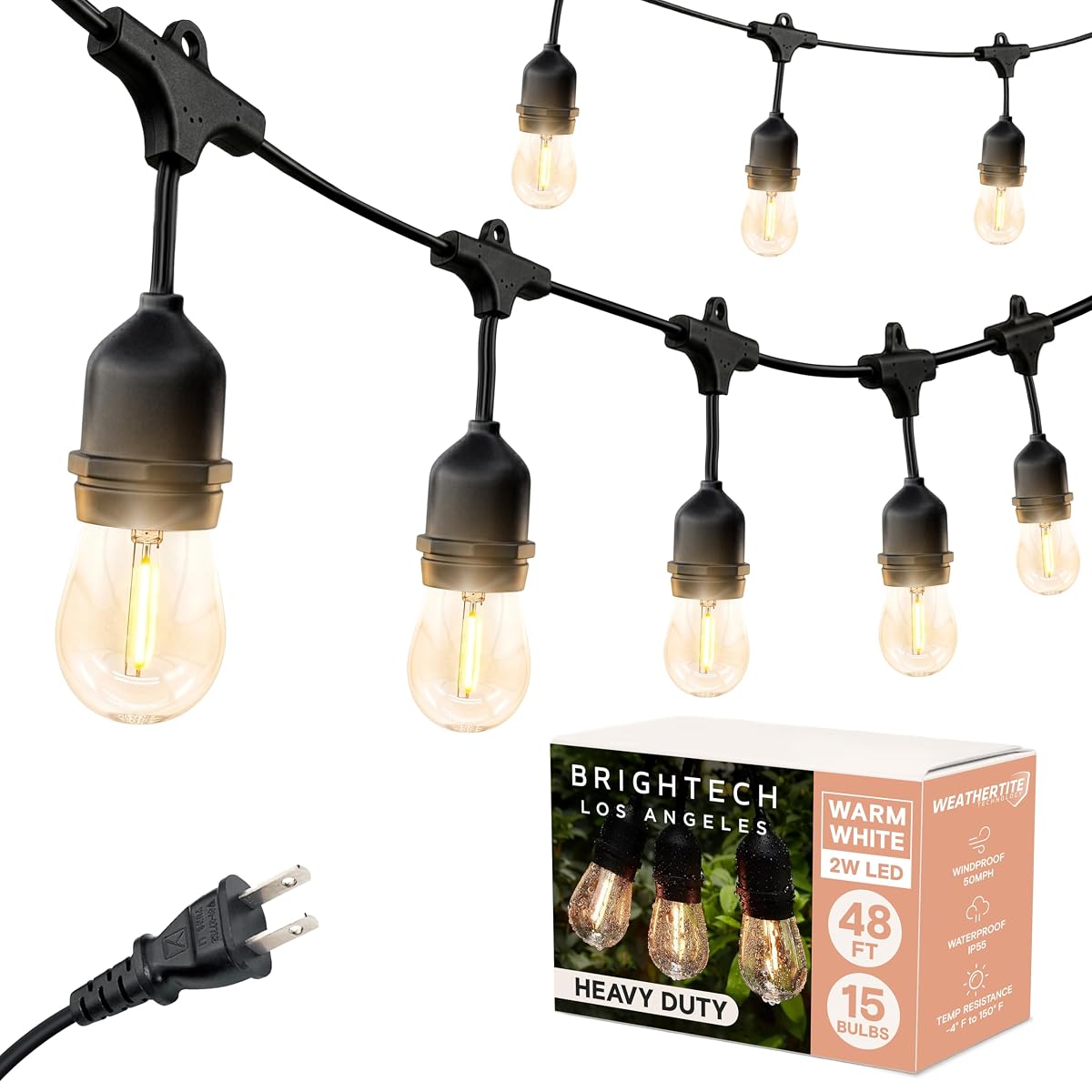 Ambience Pro, Waterproof LED Outdoor String Lights, 15 Hanging