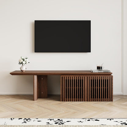 Extendable TV Stand with Storage for Up to 55+ Inch, Walnut, 60.6"-84.3" | Modern Entertainment Center, TV Media Console, Minimalist Television Cabinet for Living Room/Bedroom