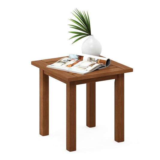 Natural hardwood outdoor patio end table