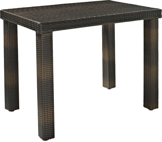 Brown 6 person rectangular counter height outdoor bar dining table