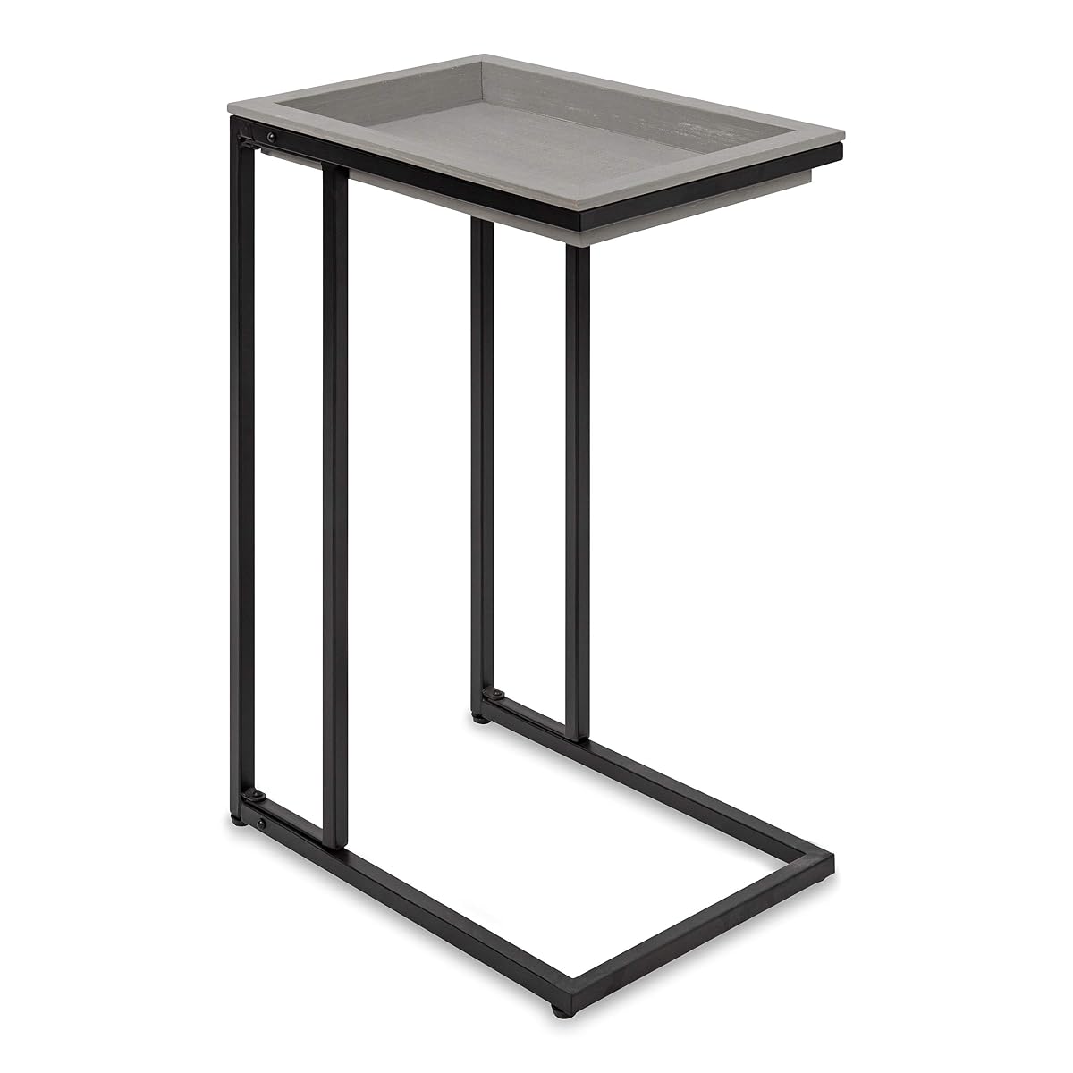 Lockridge Modern Farmhouse Side C-Table, 18.5" x 12" x 26.75", Rustic Gray and Black