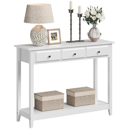 Yaheetech Console Table with 3 Drawers, 42" Entryway Table with Storage Shelves, Narrow Long Sofa Couch Tables for Living Room, Hallway, Foyer, Hall, White