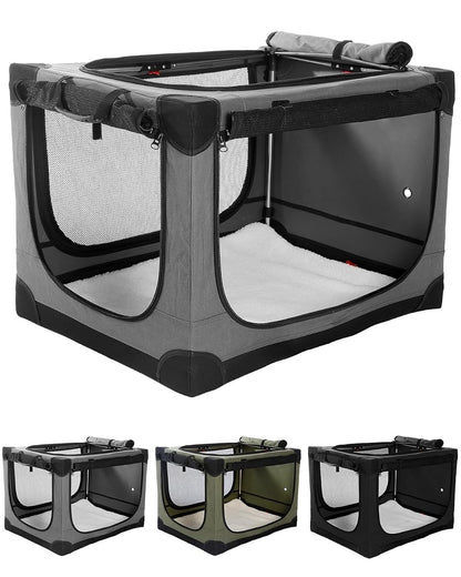 30" Soft Collapsible Travel Dog Crate for Medium Dogs,Grey