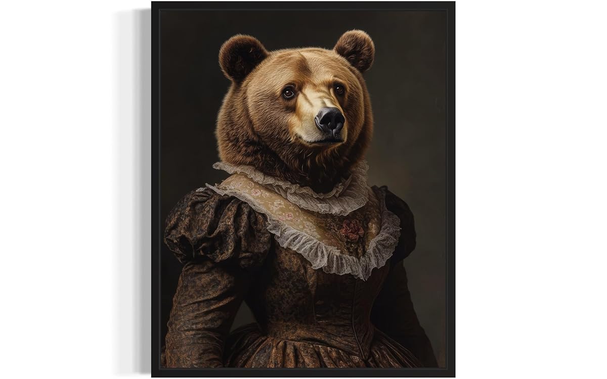 Brown Bear Art Print Poster, Female Wildlife Animal Portrait Farmhouse Nature Wall Art Bedroom Bathroom Living Room Decor 128 (Brown Bear, 20"L x 16"W, Unframed)