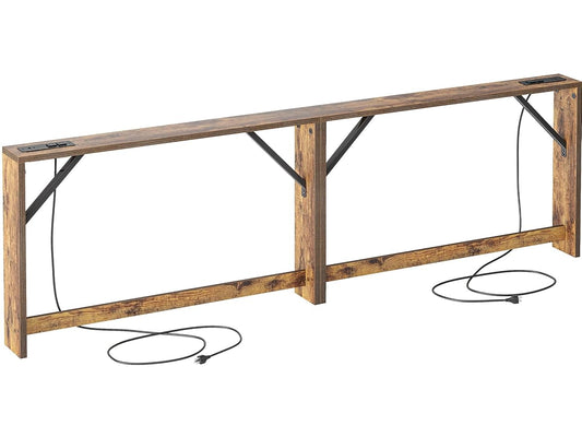 5.9 Inch Narrow Console Table with Power Outlet,Sofa Table Set of 2，Total Length 94'' Sofa Table Behind Couch，for Entryway&Living Room, Rustic Brown