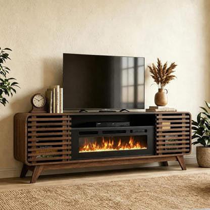 70" Fireplace TV Stand,Walnut