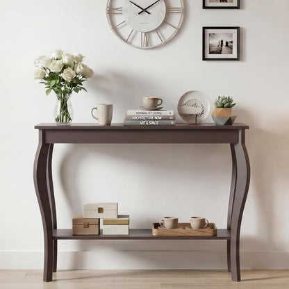 Narrow Console Table, Chic Accent Sofa Table, Entryway Table, Espresso