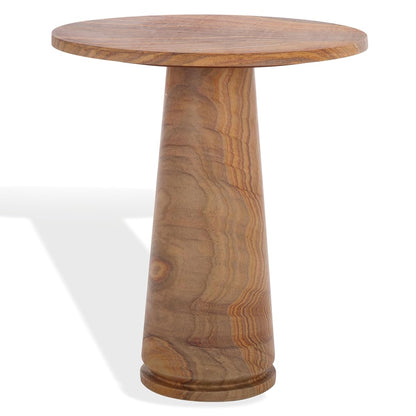 SAFAVIEH Furniture - Valentia Tall Marble Accent Table - Brown - Marble Top - Glam Stone Pedestal Design - Ideal for Living Room, Entryway, Dining Room, 20.5" W x 20.5" D x 23.5" H (SFV9703G)