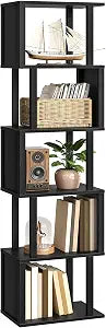S-Shaped 5-Tier Bookshelf, 58.1-Inch Tall Bookcase with Anti-Tip Kit, view 2