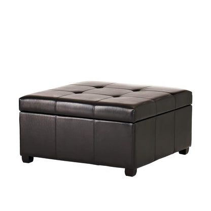 Carlsbad Bonded Leather Storage Ottoman, Espresso