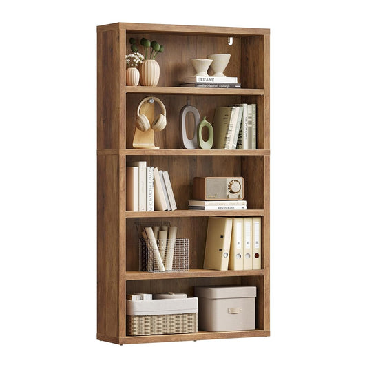 5-Tier Bookshelf, Minimalist Bookcase with Adjustable Shelves